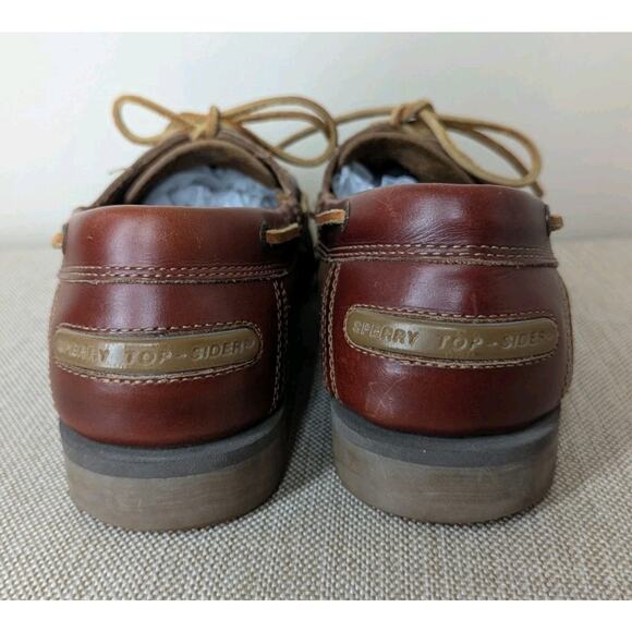Sperry Top Sider Tan Brown Leather Mens 10.5 M Boat Shoes Nautical Fisherman - Picture 5 of 7